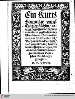 Ein Kurtz Formular vnnd Cantzley Büchlin