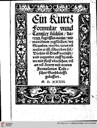 Ein Kurtz Formular vnnd Cantzley Büchlin