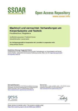 Machtvoll und vermachtet: Verhandlungen um KörperSubjekte und Technik