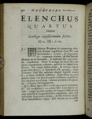 Elenchus Quartus Contra Sacrilegos expostulationem faciens.