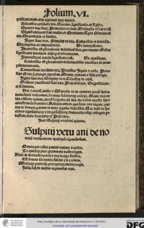 Sulpitii Veruani (!) de nominum declinatione opusculum compendiosum.