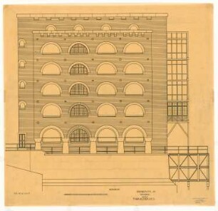 Fabrikgebäude Werdermühle, Breslau: Aufriss Nordseite 1:50