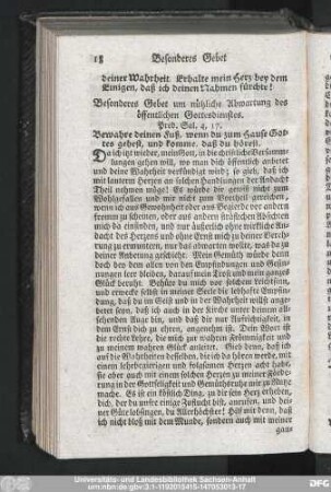 Besonderes Gebet um nützliche Abwartung des öffentlichen Gottesdienstes.