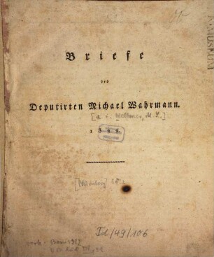Briefe des Deputirten Michael Wahrmann