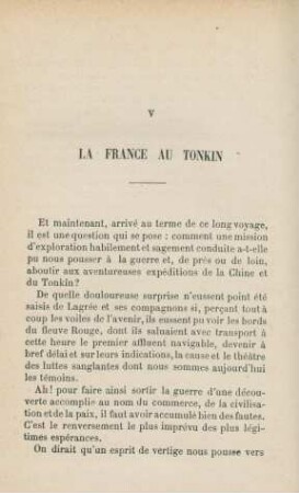 V. La France au Tonkin