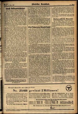 Dritte Ausgabe vom Freitag, den 19. März 1937.