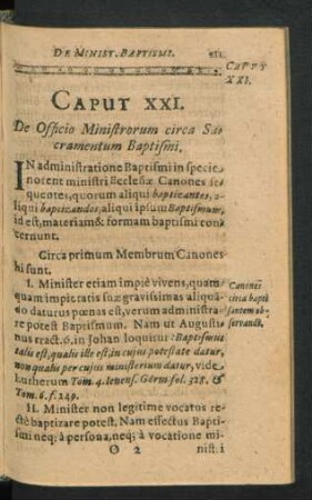 Caput XXI. De Officio Ministrorum circa Sacramentum Baptismi.