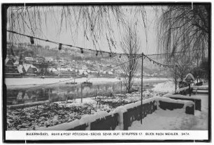 Bauernhäus'l, Bahn und Post Pötzscha. Sächsische Schweiz Ruf Struppen 17. Blick nach Wehlen