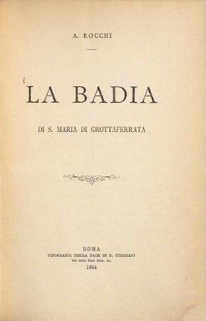 La badia di S. Maria di Grottaferrata