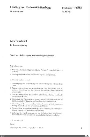 Gesetzentwurf Änderung Kommunalabgabengesetz