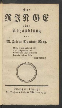 Die Ringe : eine Abhandlung