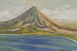 Der schönstgeformte Krater der Welt: Der Mayon, vom Flugzeug aus gesehen