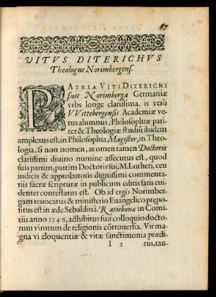 Vitus Diterichus Theologus Norimbergens.