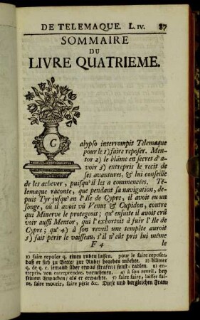 Sommaire du Livre quatrieme.