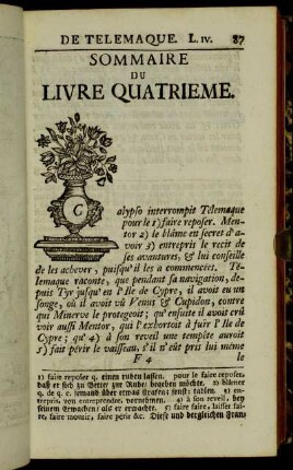 Sommaire du Livre quatrieme.