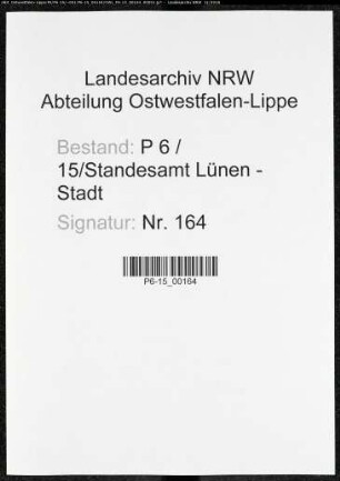 Sterberegister Standesamt Lünen