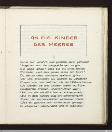 An die Kinder des Meeres : [SW IX: hH6]; [SW IX, S. 15-20/134-139] / Geschrieben von Georg Peter Landmann