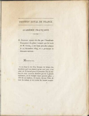 Discours Prononcés Dans La Séance Publique Tenue Par L'Académie Française