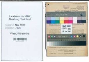 Entnazifizierung Wilhelmine Wirth , geb. 25.05.1875 (Einzelhaendlerin)