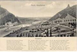 Ansicht der Porta Westfalica mit "Weserlied"