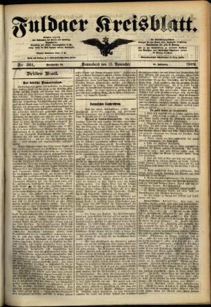 Dritte Ausgabe vom Samstag, den 13. November 1909.