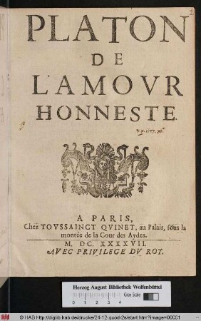 Platon De L'Amovr Honneste