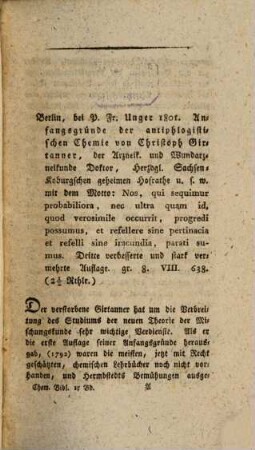 Allgemeine chemische Bibliothek des neunzehnten Jahrhunderts. 1,1. (1801). - XIV, 224 S. : 1 Portr.
