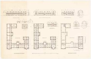 Altersheim Müllrose: Ansichten, Schnitte, Grundrisse UG, EG, OG 1:200