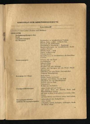 Stoffplan für Körpererziehung