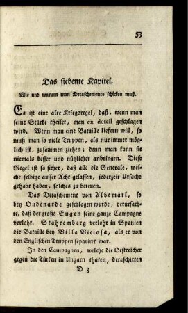Das siebente Kapitel. Wie und warum man Detaschements schicken muß.