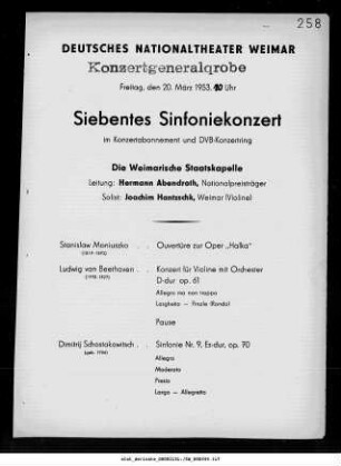 Konzertgeneralprobe [...] Siebentes Sinfoniekonzert