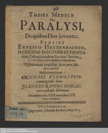 Theses Medicae De Paralysi
