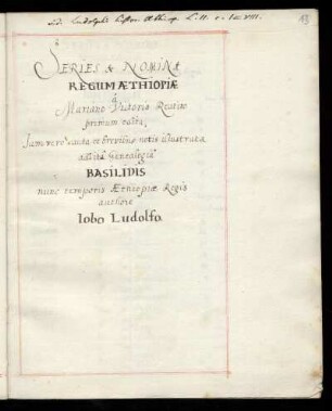 Marianus Victorius: Series et nomina regum Aethiopia