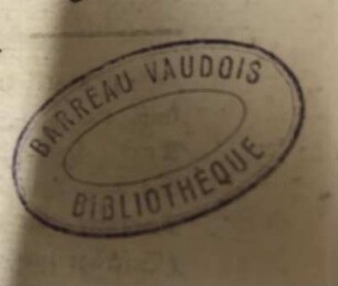 Barreau Vaudois Bibliotheque / Stempel