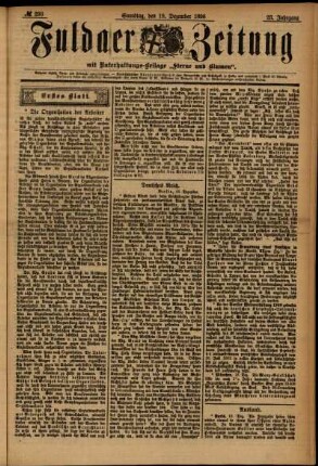 Erste Ausgabe vom Samstag, den 19. Dezember 1896.