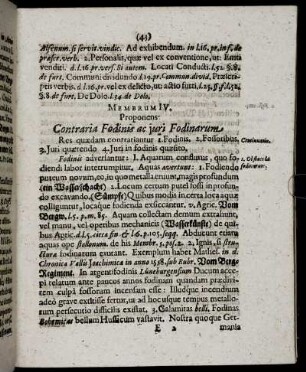 Membrum IV. Proponens: Contraria Fodinis ac iuri Fodinarum