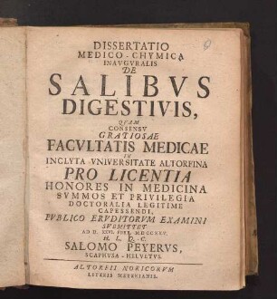 Dissertatio Medico-Chymica Inavgvralis De Salibvs Digestivis