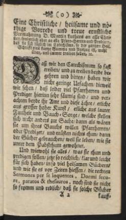 Eine Christliche / heilsame und nöthige Vorrede und treue ernstliche Vermahnung D. Martin Luthers ...