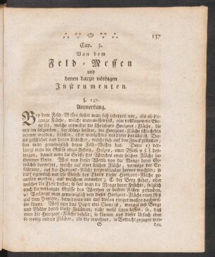 Cap. 3. Von dem Feld-Messen und denen darzu nöthigen Instrumenten.