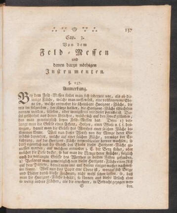 Cap. 3. Von dem Feld-Messen und denen darzu nöthigen Instrumenten.