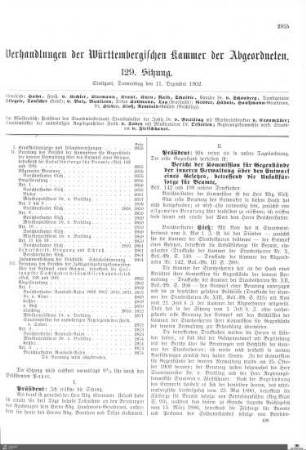 129. Sitzung, Stuttgart, 11.12.1902