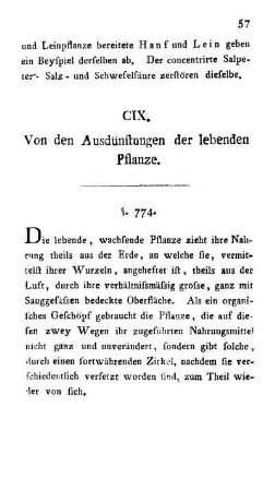 CIX. Von den Ausdünstungen der lebenden Pflanze.
