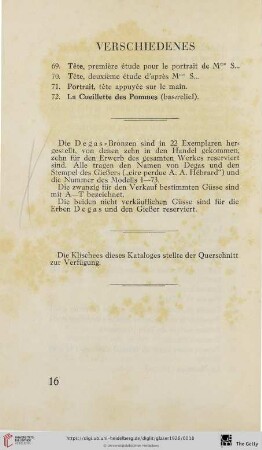 Verschiedenes (Nr. 69 - 72)
