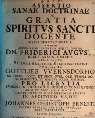 Assertio sanae doctrinae de gratia Spiritus Sancti docente cuius disputationem I. ...