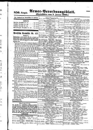 850.Ausgabe. Freitag, 7. Januar 1916