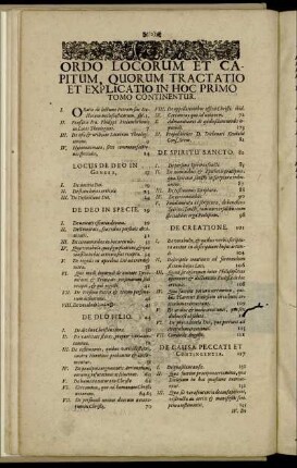 Ordo Locorum Et Capitum, Quorum Tractatio Et Explicatio In Hoc Primo Tomo Continentur.