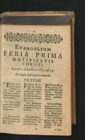Evangelium Feria Prima Nativitatis Christi.
