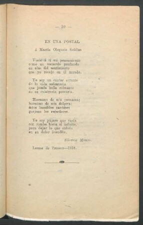 En una postal : A Martín Olgario Saldías