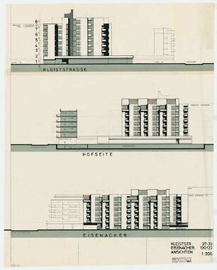 Wohnhäuser Kleiststraße 37-40 / Eisenacher Straße 120-122, Berlin-Schöneberg: Ansichten 1:200