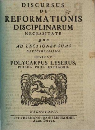 Discursus De Reformationis Disciplinarum Necessitate